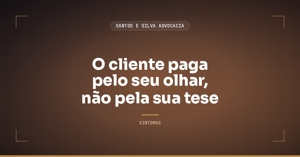 O cliente paga pelo seu olhar, não pela sua tese